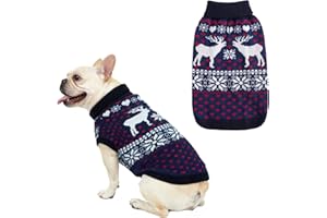 SCENEREAL Dog Sweater for Medium Size Dog Girls Boys, Turtleneck Pullover Winter Puppy Clothes, Christmas Outfits, Pet Sweatshirt Apparel Knitwear for Frenchie, Beagle, Boston Terrier M