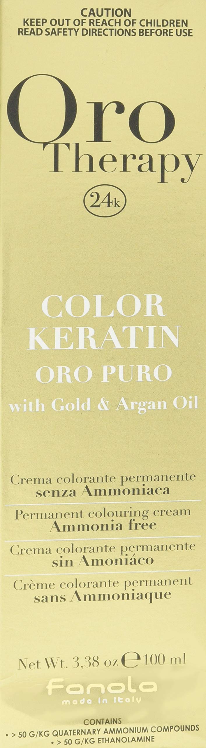 Fanola - Oro Therapy Color Keratin Puro, crema colorante permanente 100mL 10.1 Biondo platino cenere