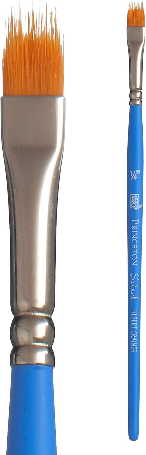 Princeton Select Artiste, Series 3750, Paint Brush for Acrylic, Watercolor and Oil, Filbert Grainer, 1/4 Inch
