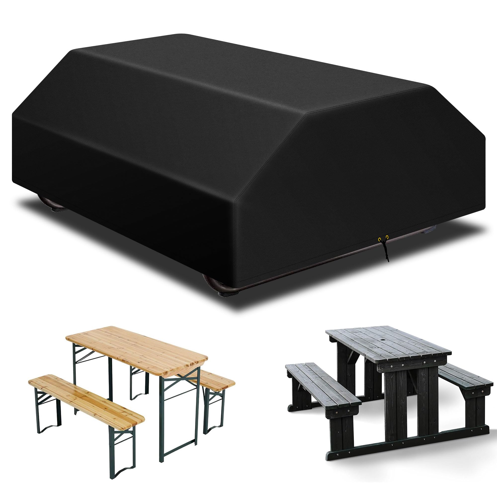 RICHIE Picnic Table Cover, Heavy Duty 420D Oxford Fabric Outdoor Bench Cover, 183x145x76cm Waterproof Garden Covers Protect Patio & Rattan Furniture