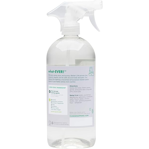 LIFE NATURAL ALL-PURPOSE CLEANER, SAFE AROUND KIDS & PETS, UNSCENTED, 32 FL OZ (PACK OF 1), 2409M