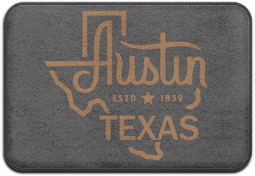 USA Austin Texas Map Est 1839 Doormat For Entranceways 23"x15" Non-slip Rug