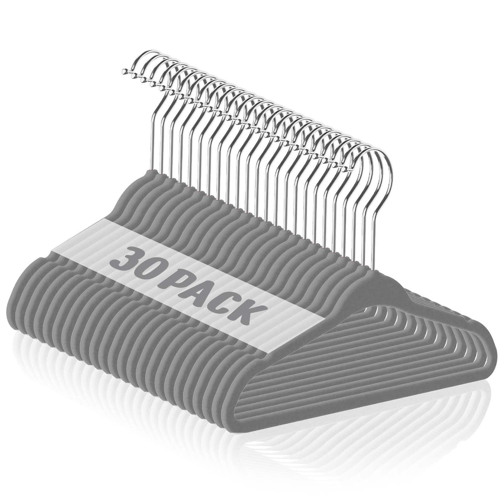 House Day Baby Hangers 30 Pack(11 Inch)- Kids Velvet Hangers with Non-Slip and Space Saving for Infant and Toddler, Durable Toddler Hanger - Baby Coat Hanger with 360°Swivel Hook (Grey)