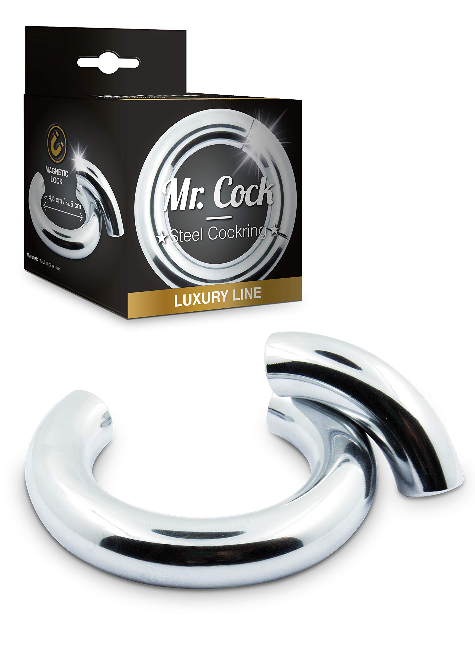 Luxury Line Steel Penis Ring Magnetic Lock Silver 50mm