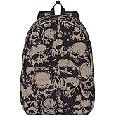 GVGOAGL Grunge Skull Horror Scary Vintage Backpack for Girls Boys Women Lightweight Canvas Bookbag Casual for Travel Outdoor Camping, 15 Inch, Small