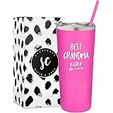 Best Grandma Ever Insulated Tumbler Cup with Straw and Lid - Grandparent Christmas Present Coffee Mug - World's Best Grandma 