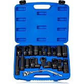 DAYUAN 21Pcs Oxygen Sensor Socket Set, Oil Pressure Sending Unit Socket Set | O2 Sensor Removal Socket, 17-30mm &amp; 7/8" Sockets，Cr-V Steel，6 &amp; 12-Point, For O2 Sensors, Oil Pressure Switches &amp; Injectors
