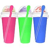 3PCS Slushie Maker Cups, DIY Magic Slushy Maker Squeeze Cups, Smoothie Slushy Cup for Juices, Milk and Ice Cream Make, Double Layer Squeeze Slushy Maker Cup, Birthday Gifts for Mom Dad Friends &amp;Family