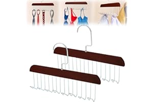 Xbaiyanr 2Pcs Anti Slip Multi Hook Coat Racks,Bra Hangers for Closet Organizer with 8 Hooks 360 °Swivel Belt Hanger for Closet for Belt, Tie, Tank Top, Bra, Scarf (Brown)