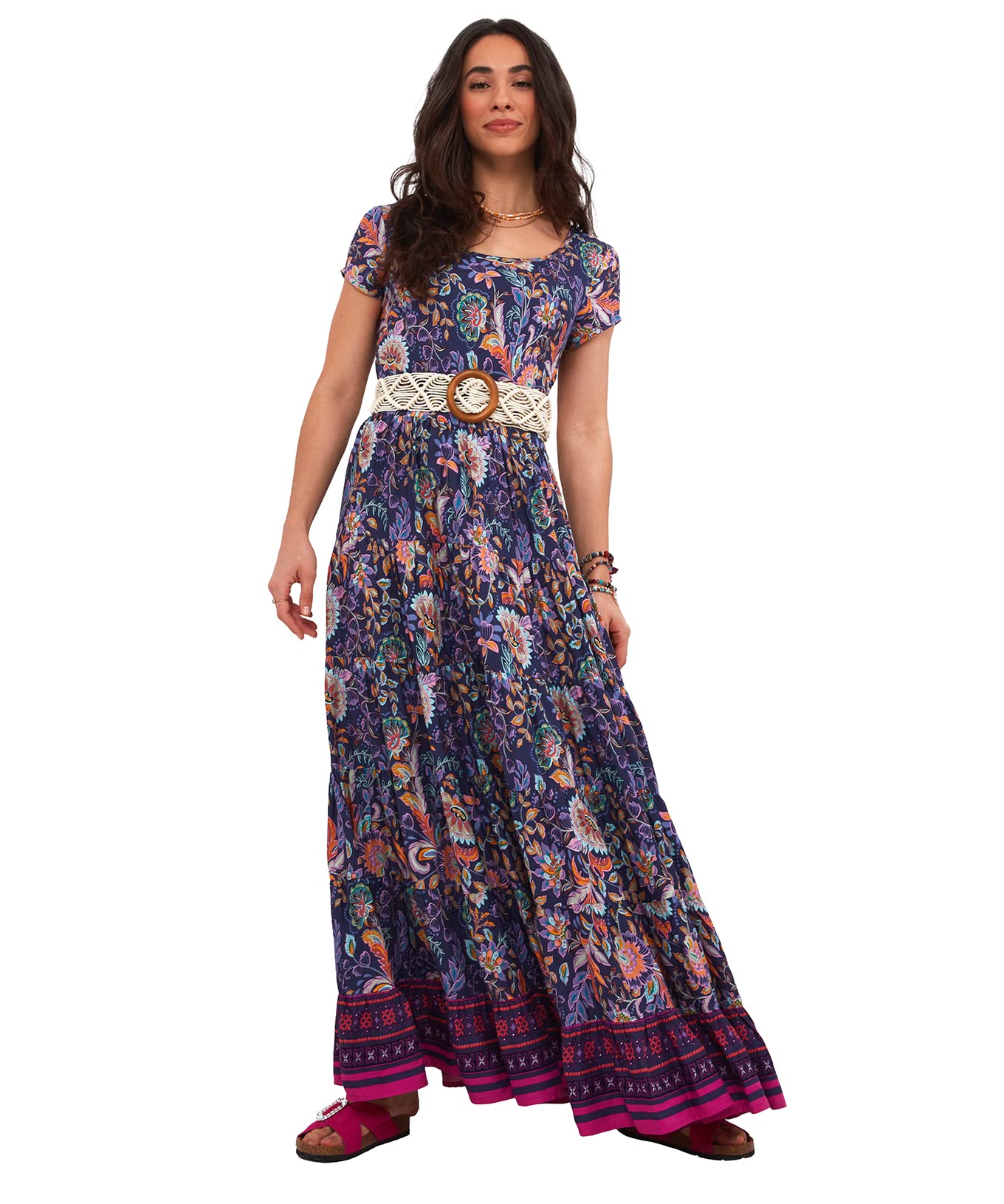 Joe Browns Women's Boho Border Print Full Skirt Maxi Dress, 10, Multi