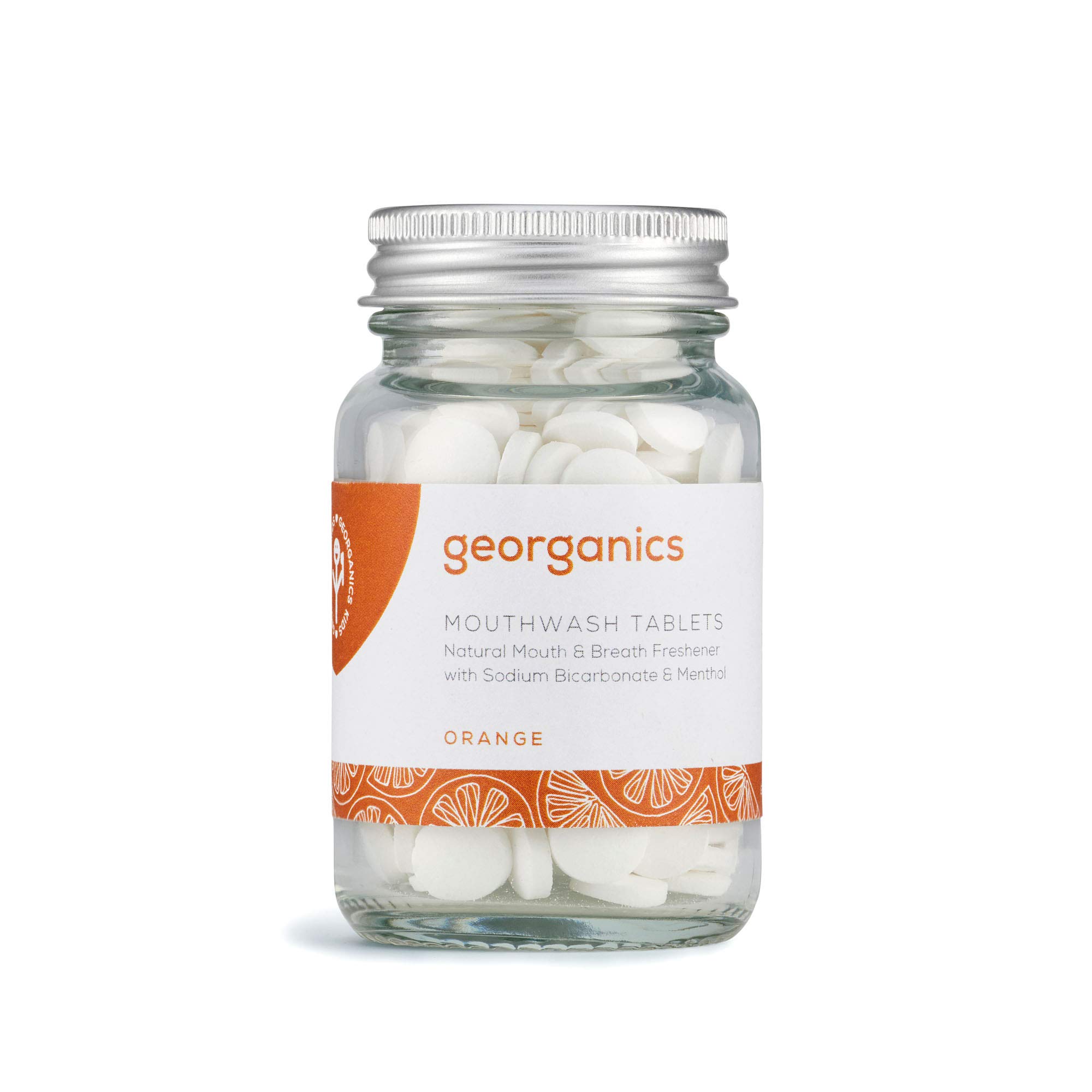 Georganics Organic Mouthwash Tablets - Organic Orange Flavoured Natural Mouthwash for Bad Breath - SLS, Glycerine & Fluoride Free - Certified Cosmos Natural, Vegan and Cruelty Free - 180 Tablets