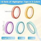 Hoiny Highlighter Tape 10 Rolls Transparent Sticky Notes 6mm x 5m view 2