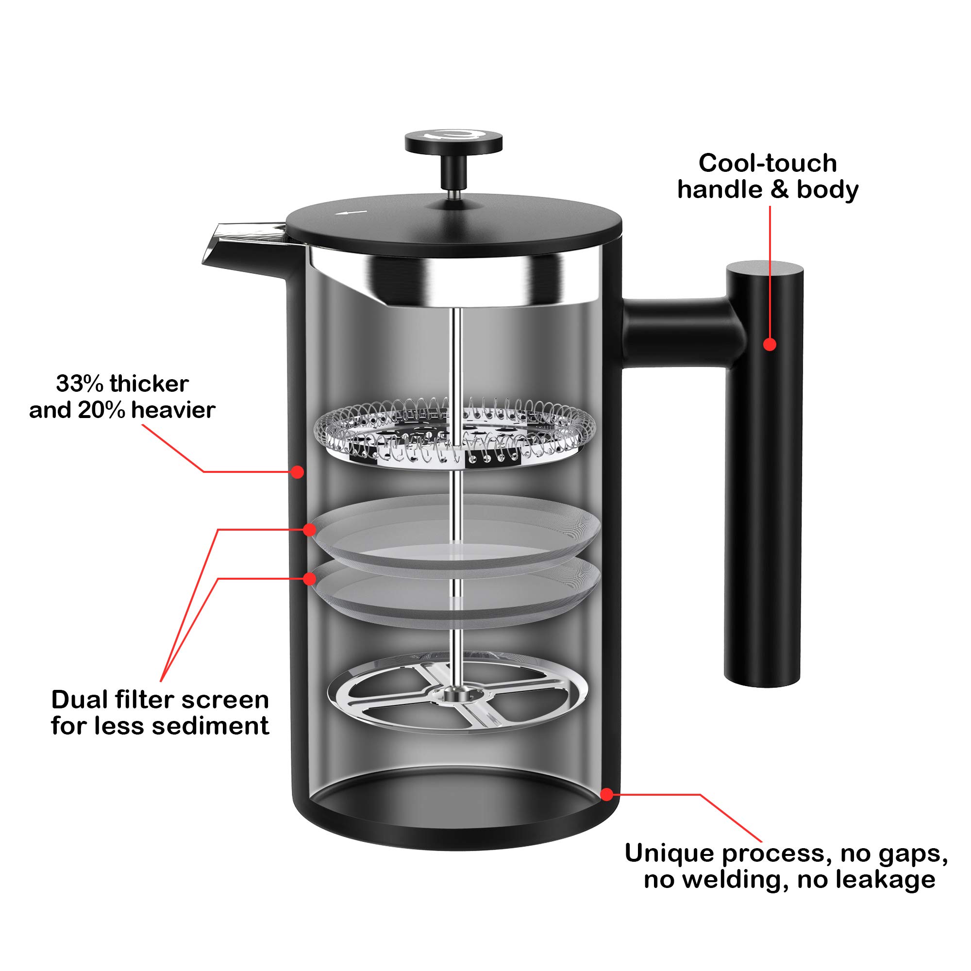 Insulated French Press Coffee Pot / French Press Coffee Maker 350ML