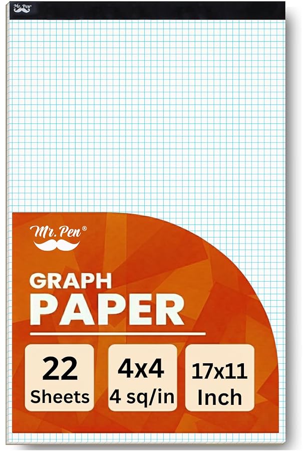 8-1/2 X 14" / Quadrille Grid Blueprint And Graph Paper (5 Pads, 50 Sheets Per Pad