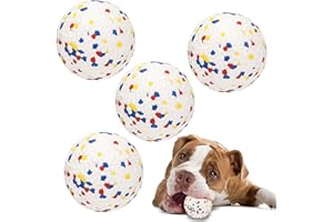 Lepawit Dog Balls for Aggressive Chewers, Indestructible Bouncy Floating Balls for Training Dog Catch and Fetch, Sturdy Solid Tennis Ball Toys for Large Medium Small Dogs - 2.75in - White - 4pcs