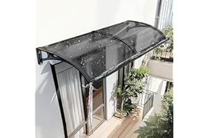 KIZYRQ Awning for Door Entrance, Window Awnings Exterior with Aluminum Bracket Polycarbonate Board, Patio Balcony Porch, Uv Rain Snow Protection, with Drainage Channels, Gray 60x180cm/24x71in