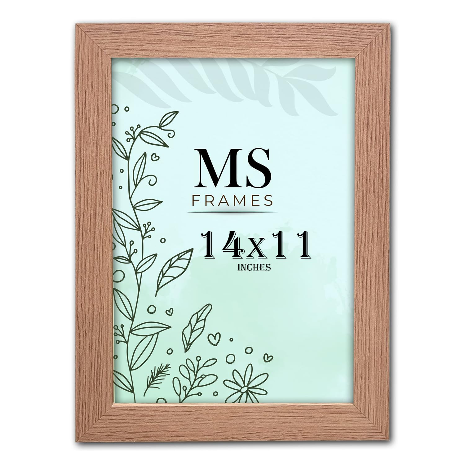 AI Decor 14x11 Inch Oak Picture Frames (35.6x27.9 cm) Poster Frame - Clear Acrylic Display Picture Frame MDF Wooden Portrait/Panoramic - Flat Wall Mount Hang Hooks
