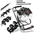 DC HOUSE 52cc 1800W Gas Powered Earth Auger EPA Certified Post Hole Digger, with 3 Drill Bits 6" 10" 12" and 3 Extension Rods 8" 12" 20", Mixing Ratio 30:1, for Fence, Farmland and Garden