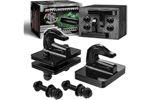 AUTMATCH Tractor Bucket Grab Hook 3/8" (2 Pack) - Bolt On Grab Hook Tow Hook Mount with Backer Plate and Rubber Pads, Grade 70 Forged Steel Max 18,000Lbs Work for Loader, Tractor Bucket, Truck, Black