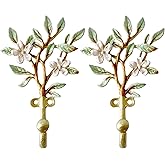 Zorues Vintage Flower-Shaped Decorative Wall Hooks, 2 Pack Hand-Painted Floral Metal Wall Hook Rack Hangers for Hanging Coats, Clothes, Keys, Hats, and Towels