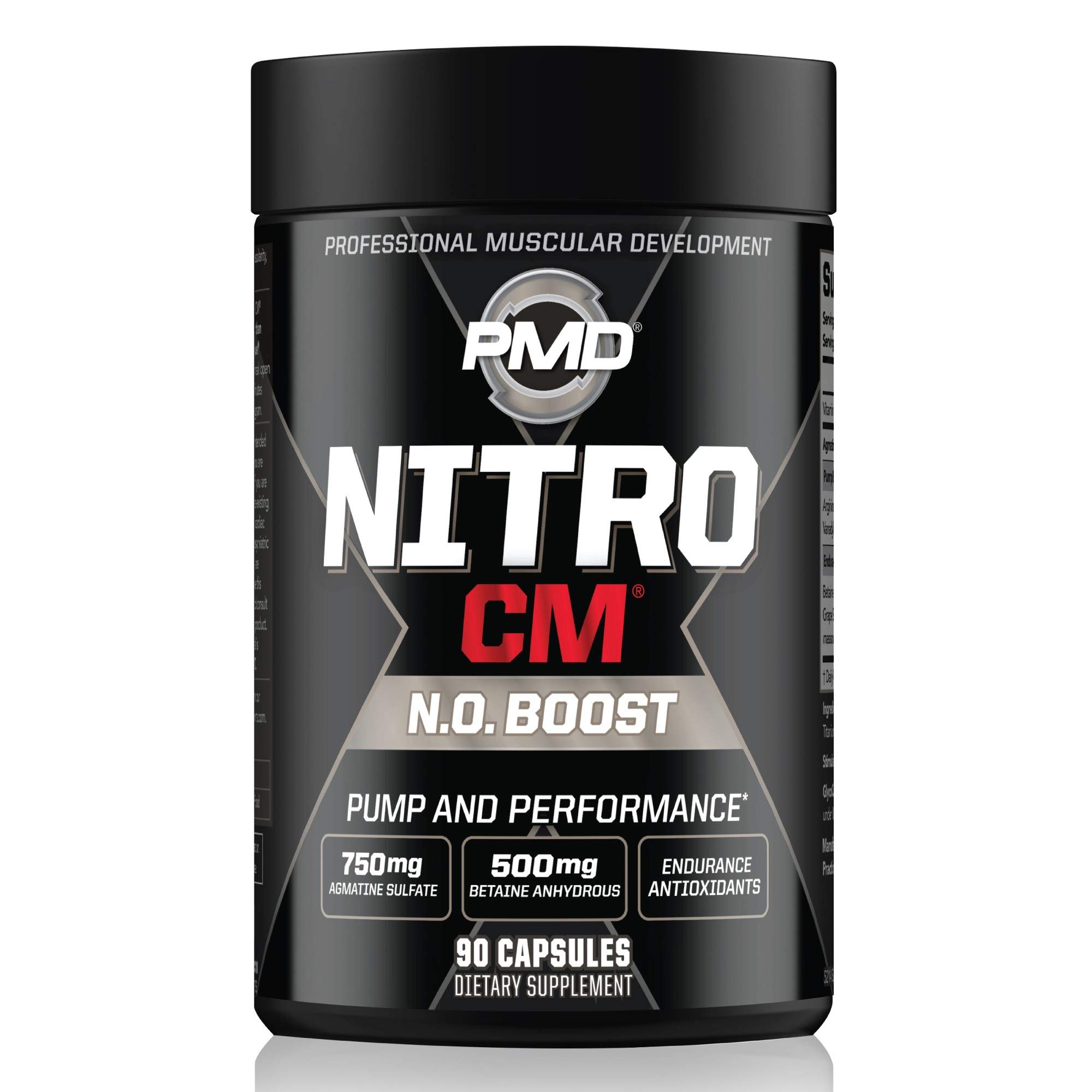 Pmd Sports Nitro Cm Nitric Oxide With Agmatine Pre Workout Supplement Muscle Growth Pre Workout With L Arginine Endurance Boost For Hardcore Exercise Training And Bodybuilding 90 Capsules