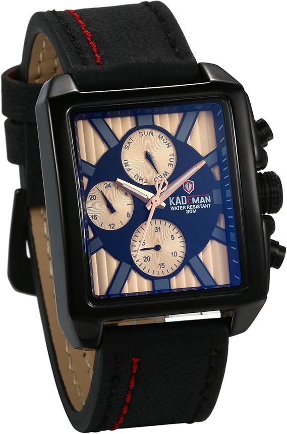 Amazon Jewelrywe メンズ 腕時計 日本製 スクエア アナログ 高級感 防水 レザーベルト ファッション ブレスレット ウオッチ ビジネス カジュアル 赤い メンズ腕時計 腕時計 通販