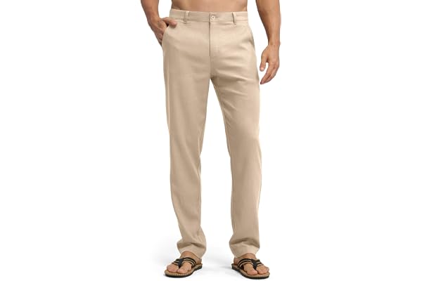 Willit Men's Linen Pants Casual Linen Dress Pants Beach Summer Lightweight Trousers 28" 30" 32"