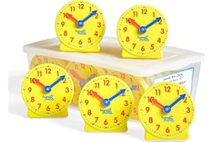 hand2mind Mini Geared Clock Classroom Set, Telling Time, Teaching Clocks, Learn to Tell Time for Kids, Analog Clock for Kids Learning, Classroom Clocks for Students (Set of 24)
