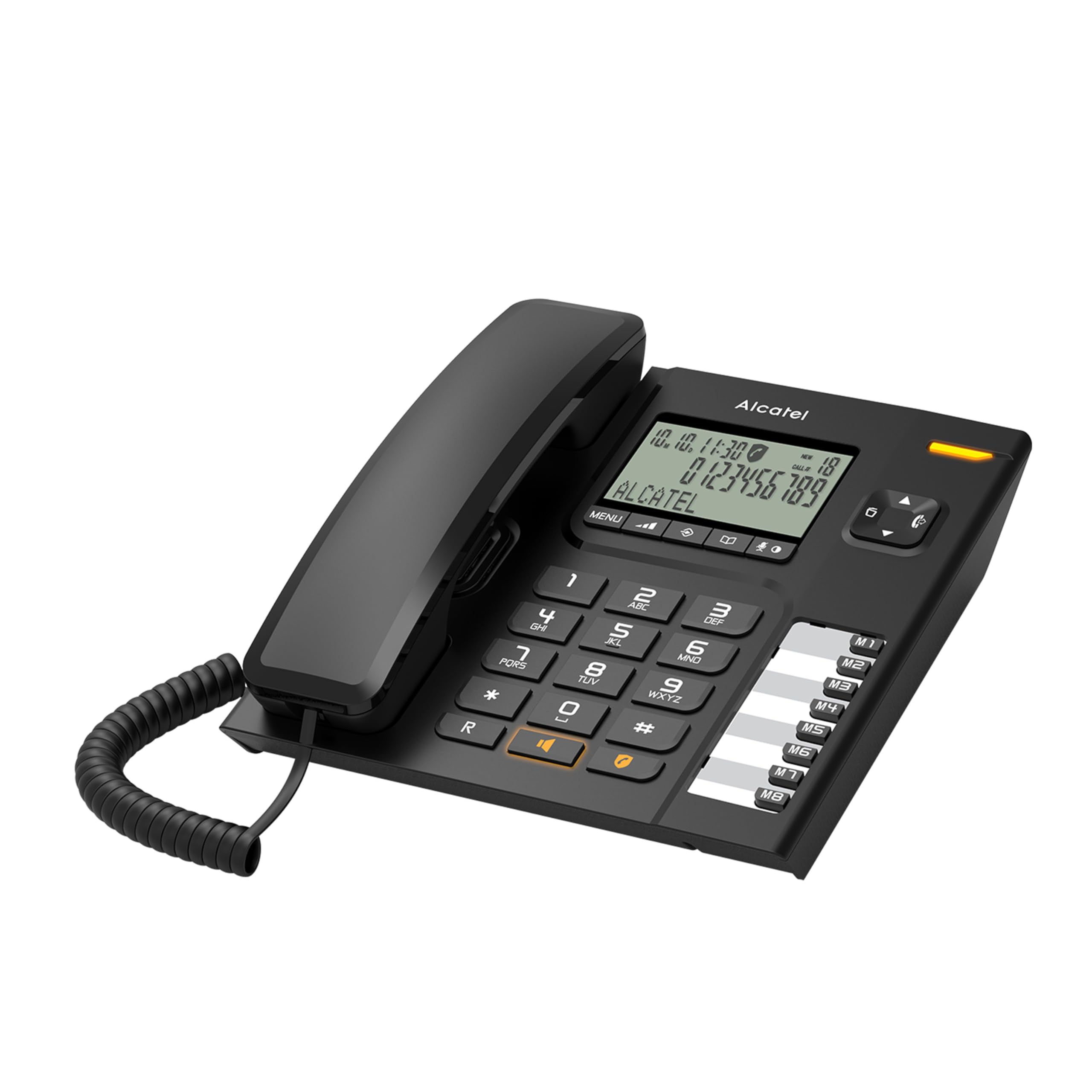 ALCATEL T78 - Corded Phone - Large Screen - Handsfree - Call Block - Illuminated Incoming Call Indicator - Redial Button - 8 Direct Memory Keys - Black