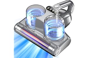 YUFAC Bed Vacuum Cleaner 5 in 1 Mattress Vacuum with 16Kpa Suction 253.7nm UV-C Light, HEPA Filtration, Ultrasound , 140℉ Hot Air, 30000Rpm/Min Brushroll Rotation, Replacement Filter Included, 500W, Corded