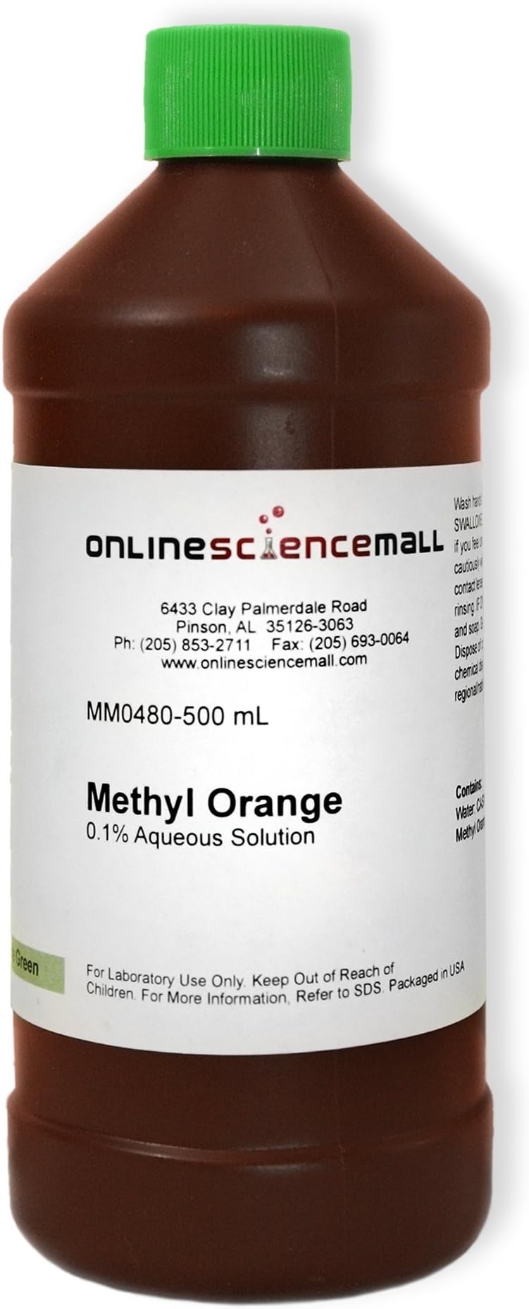 Methyl Orange, 0.1% Aqueous Solution, 500mL - Chemical Reagent