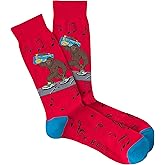 K. Bell Socks Men's Animal Novelty Crew Socks, Red (Bigfoot Boombox), Shoe Size: 6-12