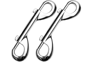 Garwor 4.7 inch Double Ended Bolt Snaps Hooks, 2 Pack 600lbs Weight Capacity, Heavy Duty Trigger Snap for Dog, Extra Large Zinc Alloy Trigger Chain Clips (Silver)