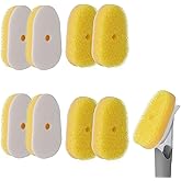 8 Packs Dish Wand Sponge Refills for Scrub Daddy Dish Daddy - Replacement Heads for Dish Sponges, Non Scratch Dish Washing Scrubbers, Ideal for Kitchen Cleaning, Yellow (Only Sponge Heads)
