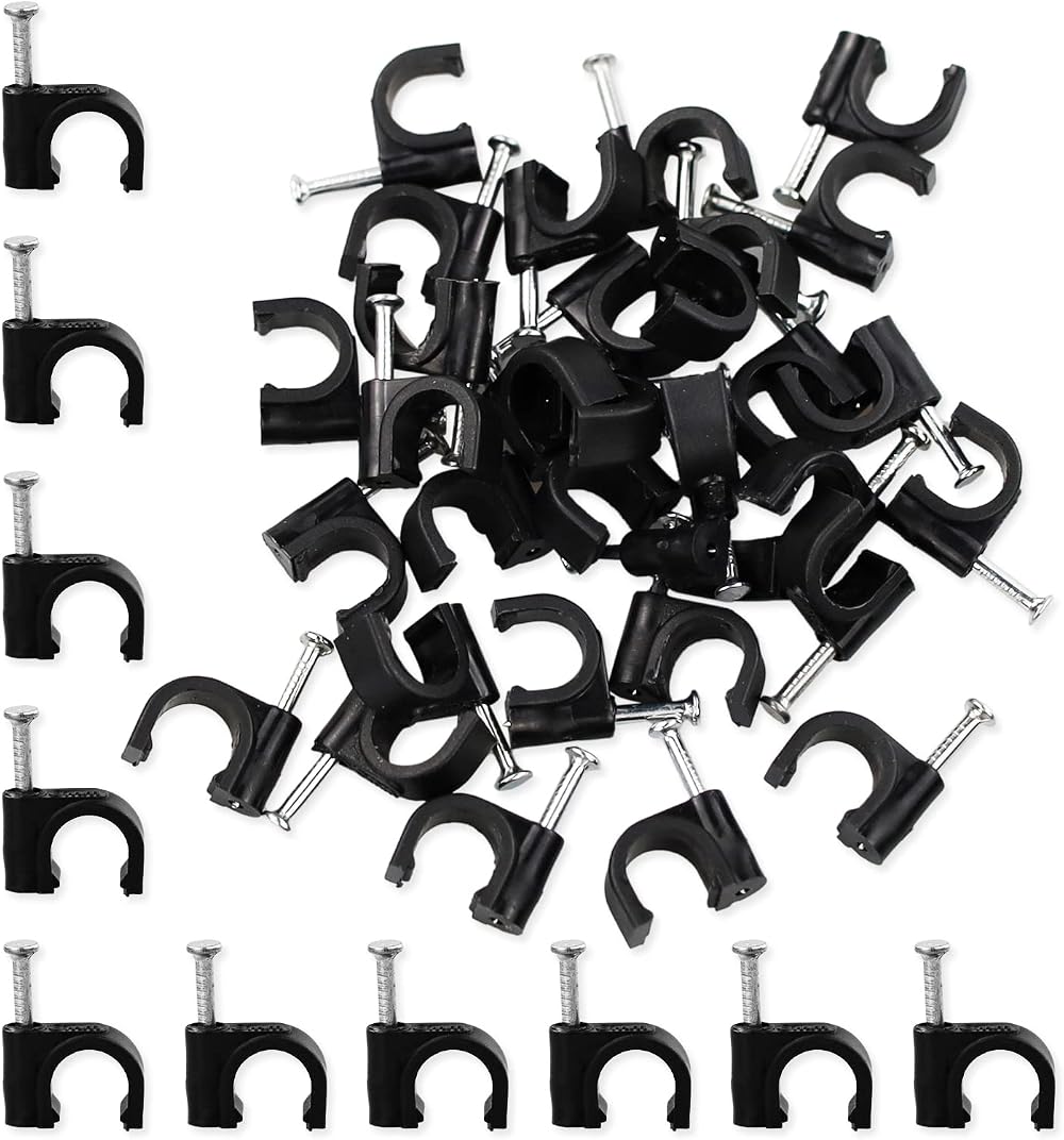 SZCXDKJ 8MM Round Electrical Cable Clips 100 Pcs Black Wire Management