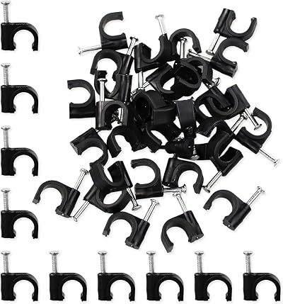 SZCXDKJ 8MM Round Electrical Cable Clips 100 Pcs Black Wire Management
