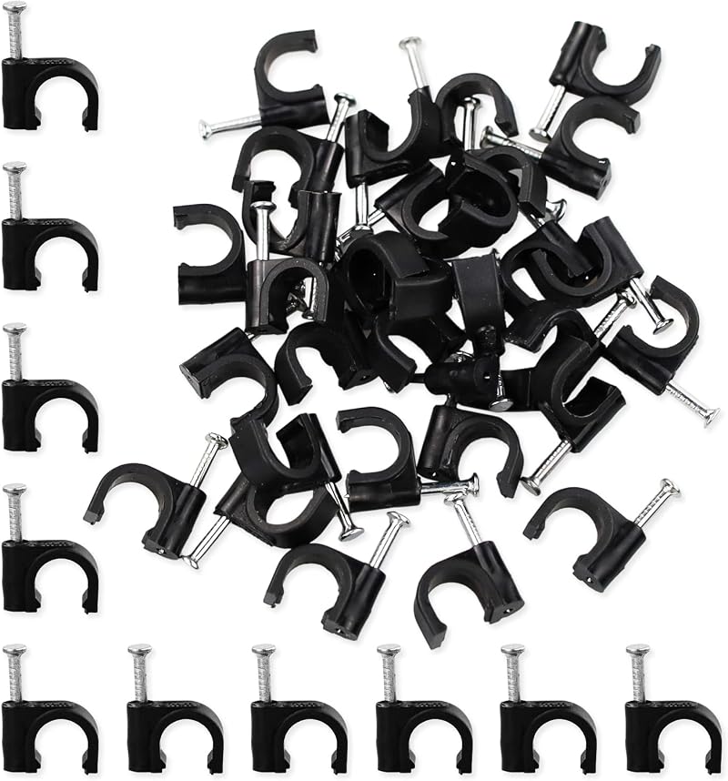 SZCXDKJ 8MM Round Electrical Cable Clips 100 Pcs Black Wire Management