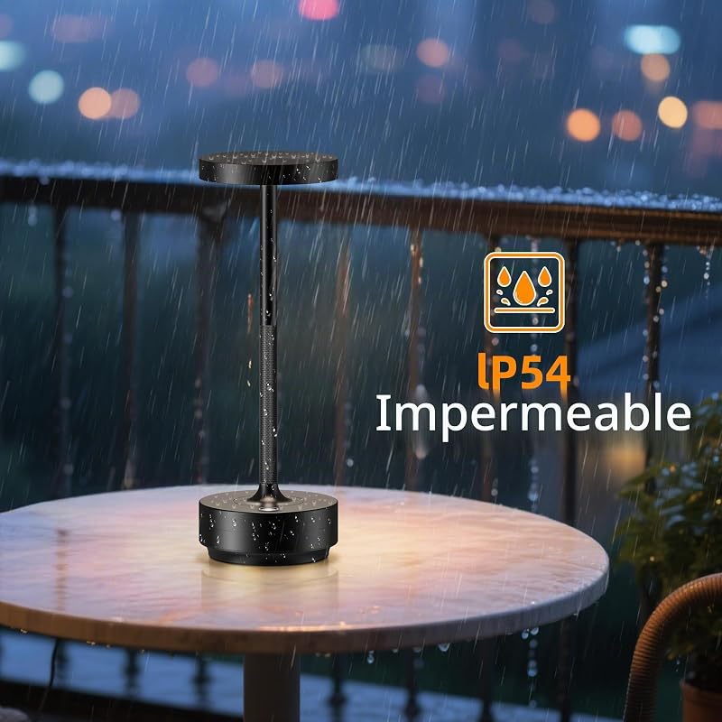 Candeeiro de mesa LED sem fios, recarregável, 5000 mAh, 3 modos de luz, uso interior/exterior, bateria de longa duração, lâmpada de mesa portátil USB-C (preto) — foto 5 de 8