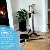 Thorness 5-Piece Fireside Companion Set Black Brass Handle 61cm Wood Burner view 3