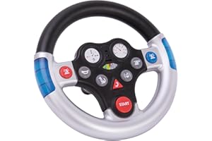 BIG 800056493 Various Rescue Sounds for Bobby Cars 2010 Onwards Tractors Toy Steering Wheel for Children from 1 Year Old, Single, Silver
