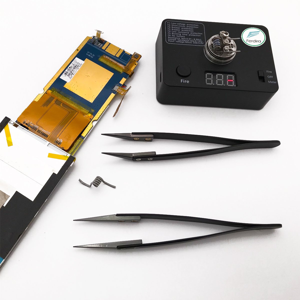 Black Ceramic Tweezers Set, Non-Conductive, Anti-Magnetic, Anti-Acid, Suitable for Acid Occasions, SMD & Solder & Precision Machinery & High-Temp Operations (2 in 1)