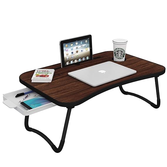 Callas Multipurpose Foldable Laptop Table with Cup Holder, Study Table, Bed Table, Breakfast