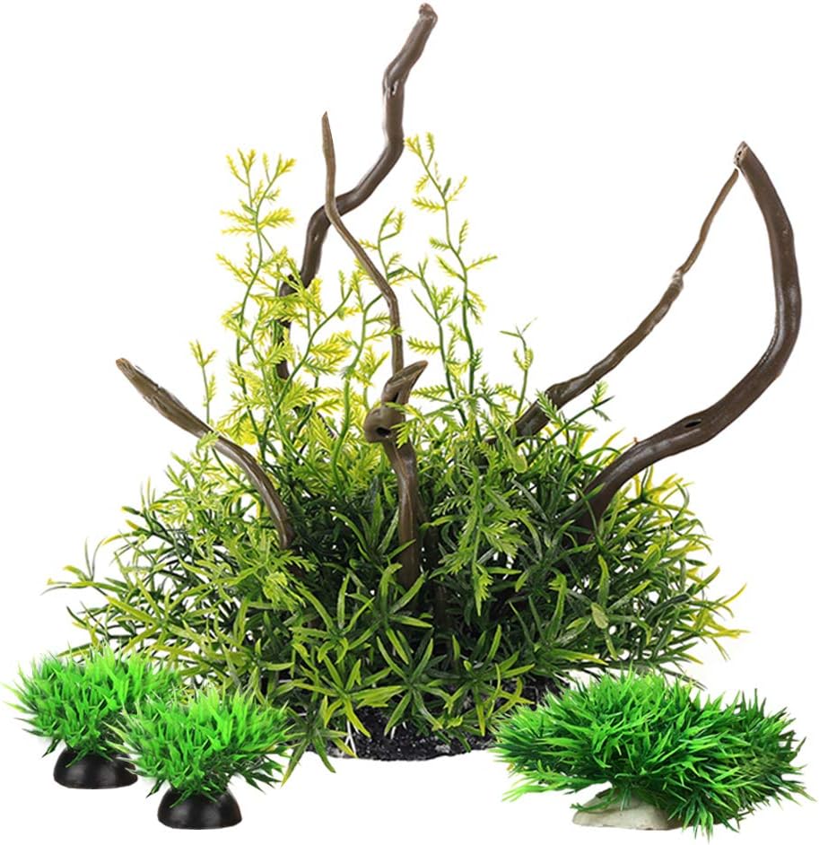 Amazon 水草 人工 人工水草 レイアウトセット 水槽 オーナメント アクアリウム 水槽 飾り 熱帯魚 金魚 爬虫類 隠れ家 水族館内装 構築植物 流木 E Smoothedo Pets ペット用品 通販