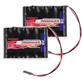 Tenergy 2 Pack NiMH Receiver RX Battery with Hitec Connectors 6V 2000mAh High Capacity Rechargeable Battery Pack for RC Airplanes/RC Aircrafts and More
