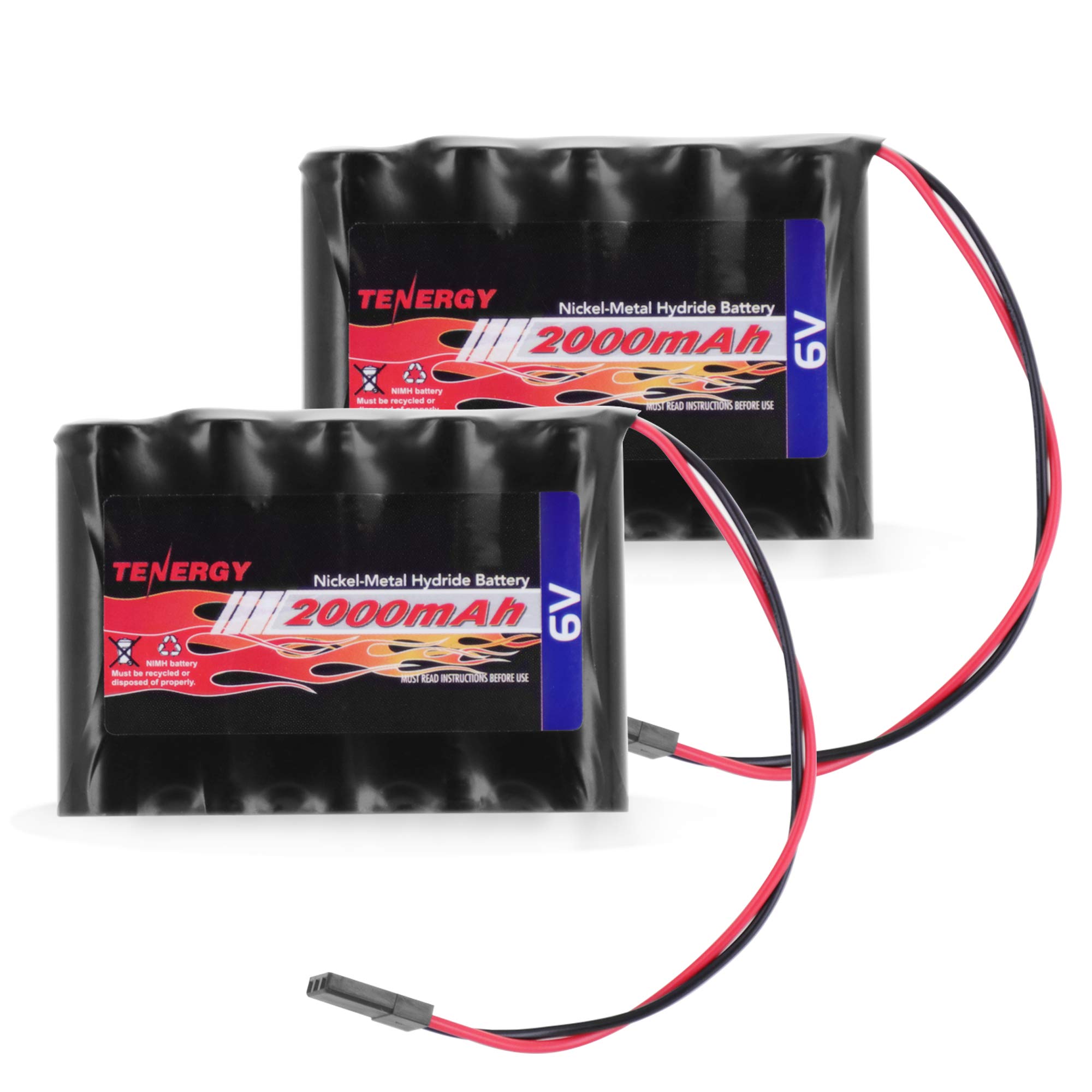 Photo 1 of Tenergy 2 Pack NiMH Receiver RX Battery with Hitec Connectors 6V 2000mAh High Capacity Rechargeable Battery Pack for RC Airplanes/RC Aircrafts and More