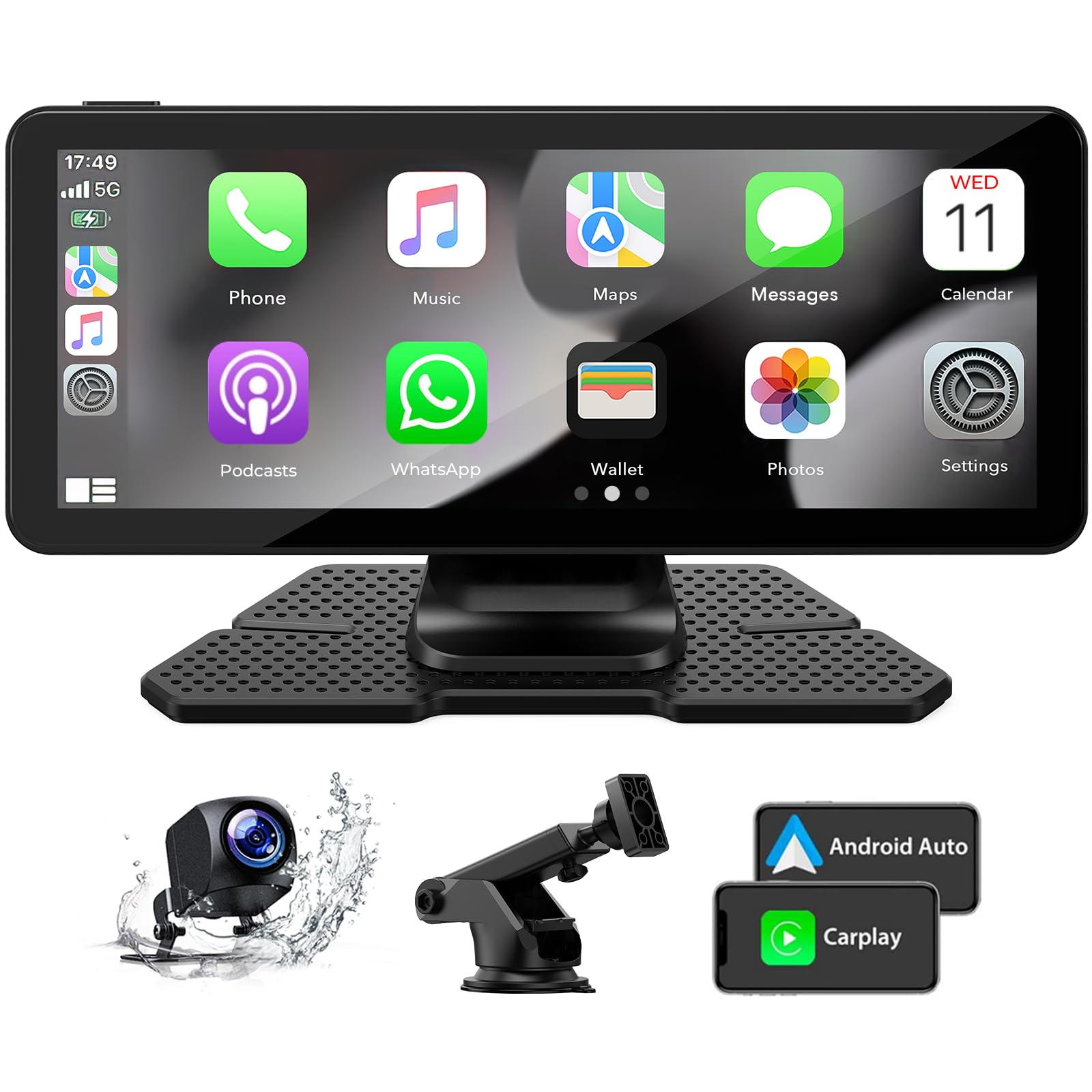 Photo 1 of LAMTTO Wireless Apple Carplay Car Stereo Portable 6.86" Touch Screen Car Play and Android Auto 1080p Backup Camera Drive Mate GPS Navigation with Mirror Link/Siri/FM/Bluetooth