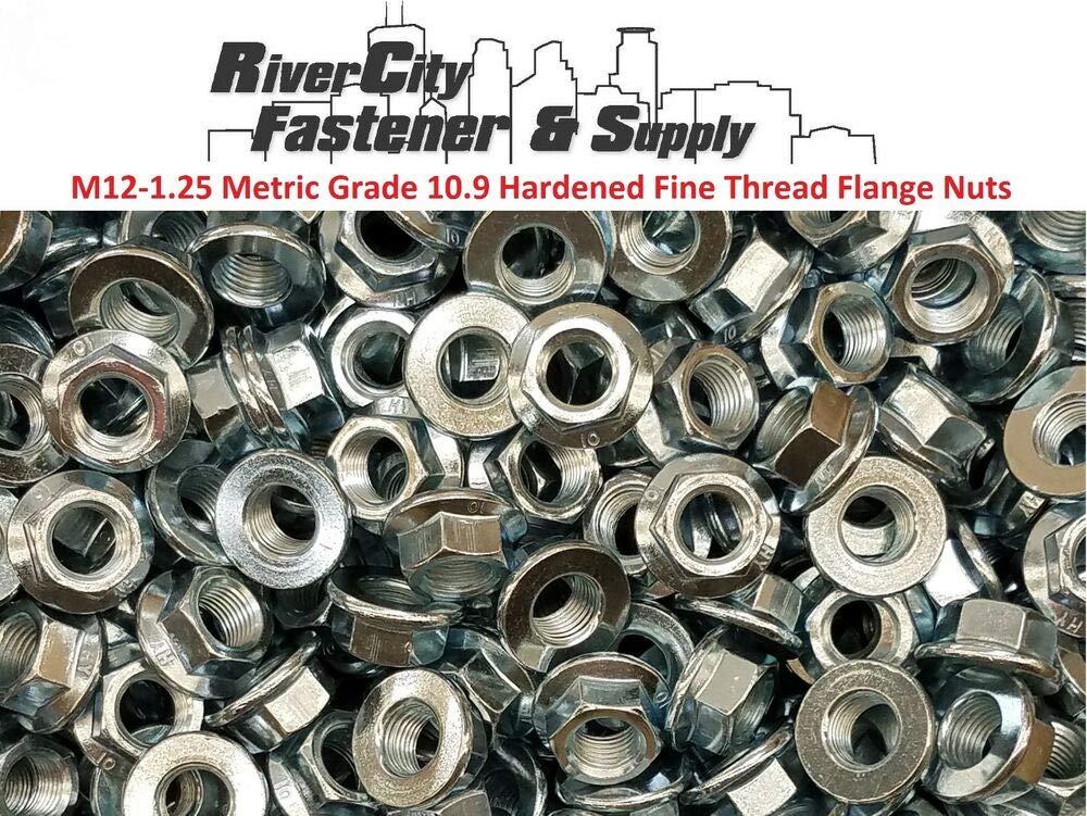 12mm x 1.25 Fine Thread Flange Nuts 10.9 M12x1.25 with 17mm Hex M121.25 20