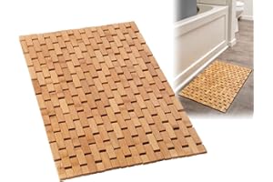 ZPIRATES Bamboo Bath Mat - Foldable Wooden Bathmat - Accessories for Bathroom Sauna Spa Tub Step and Floor - 24 x 16 x 0.4 Inches [LxWxH] - Modern Farmhouse Decor Design