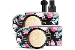 KWOLYKIM 2 Pack Mushroom Head Air Cushion CC Cream BB Cream, Concealer Lasting Nude Makeup Moisturizing Brightening Pigment CC Liquid Foundation Ivory