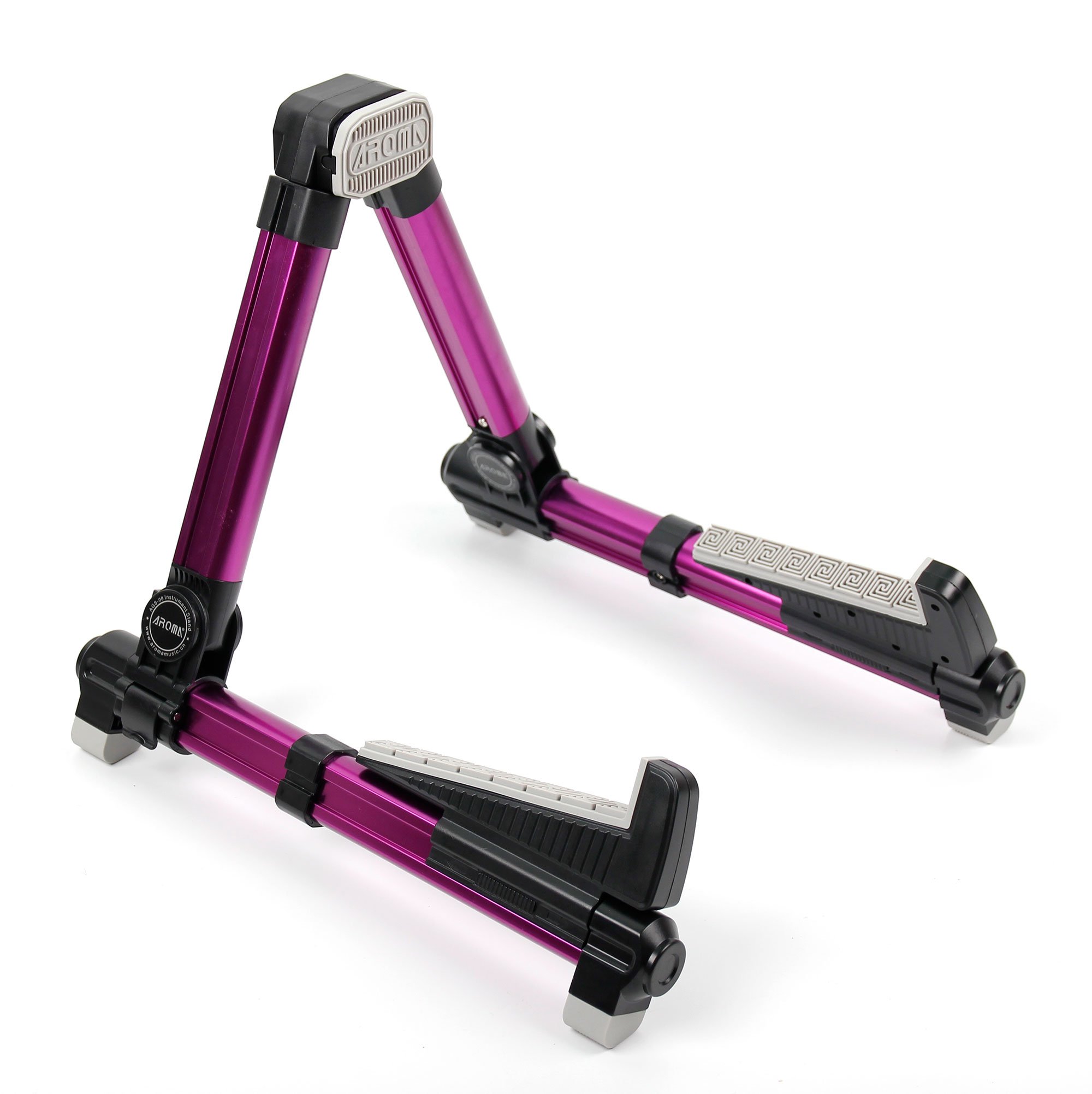 Purple Universal Premium Collapsible Travel Instrument Floor Stand For Acoustic, Electric, Bass And Classical Guitar With Adjustable Legs